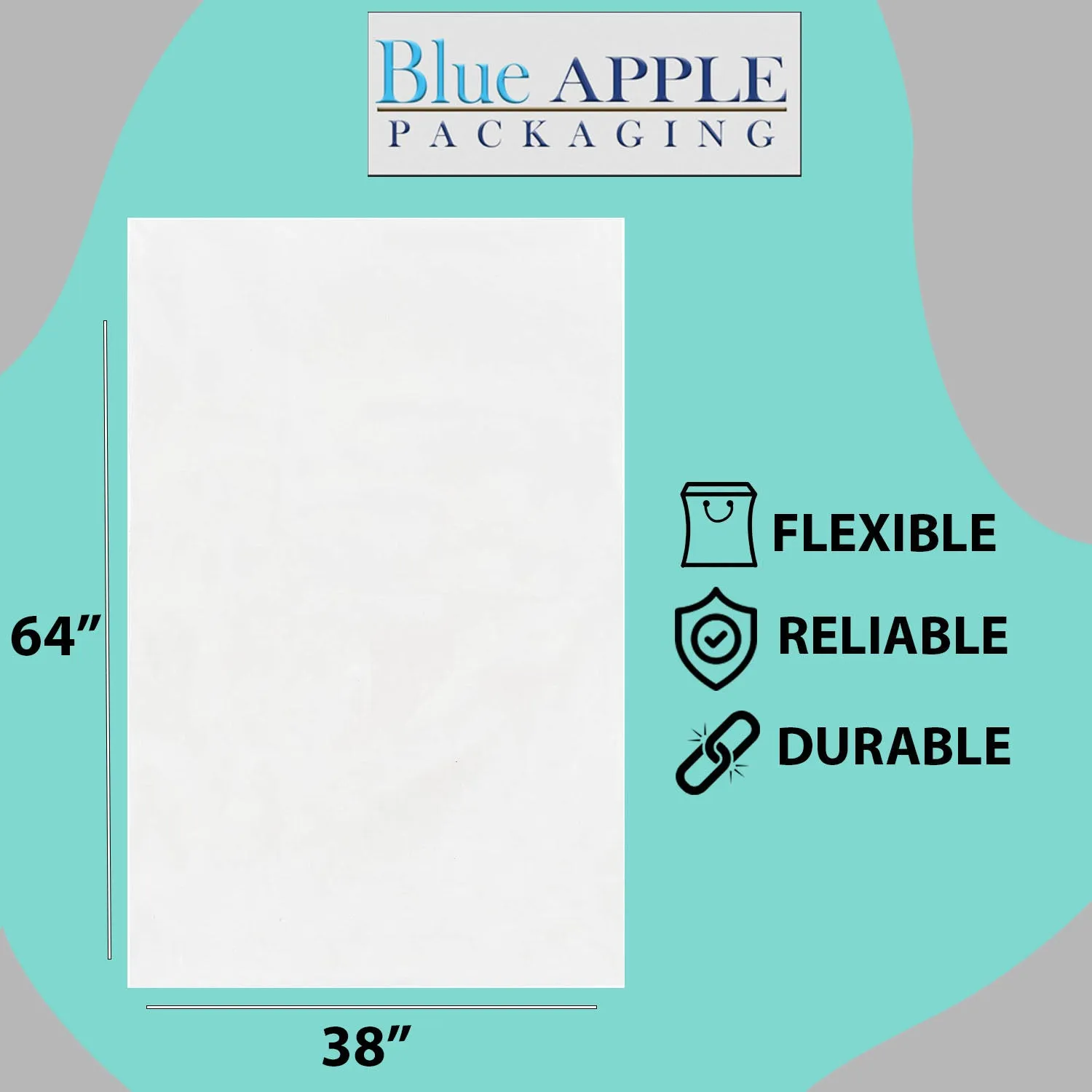 38X64 inches Clear Flat Poly Bags 3Mil Open Top (LDPE)
