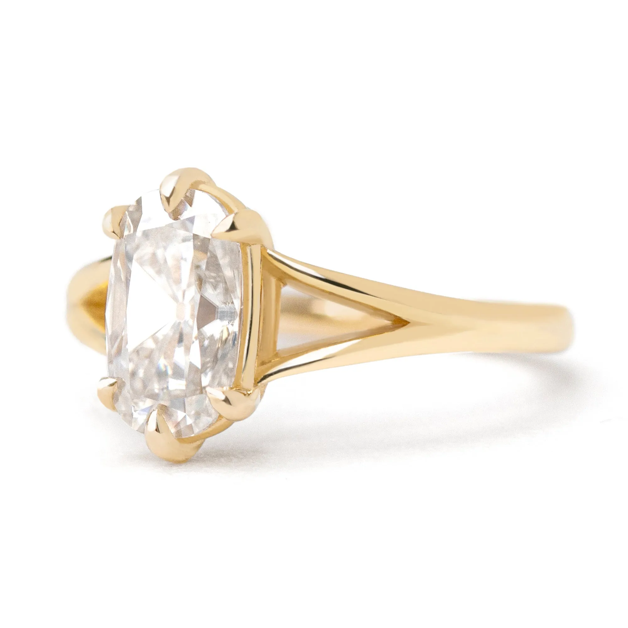 3ct. Old Mine Cut Moissanite Split Shank Ring
