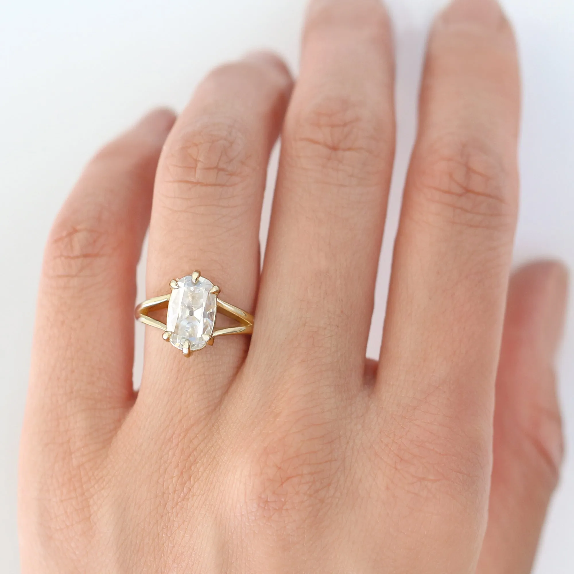 3ct. Old Mine Cut Moissanite Split Shank Ring