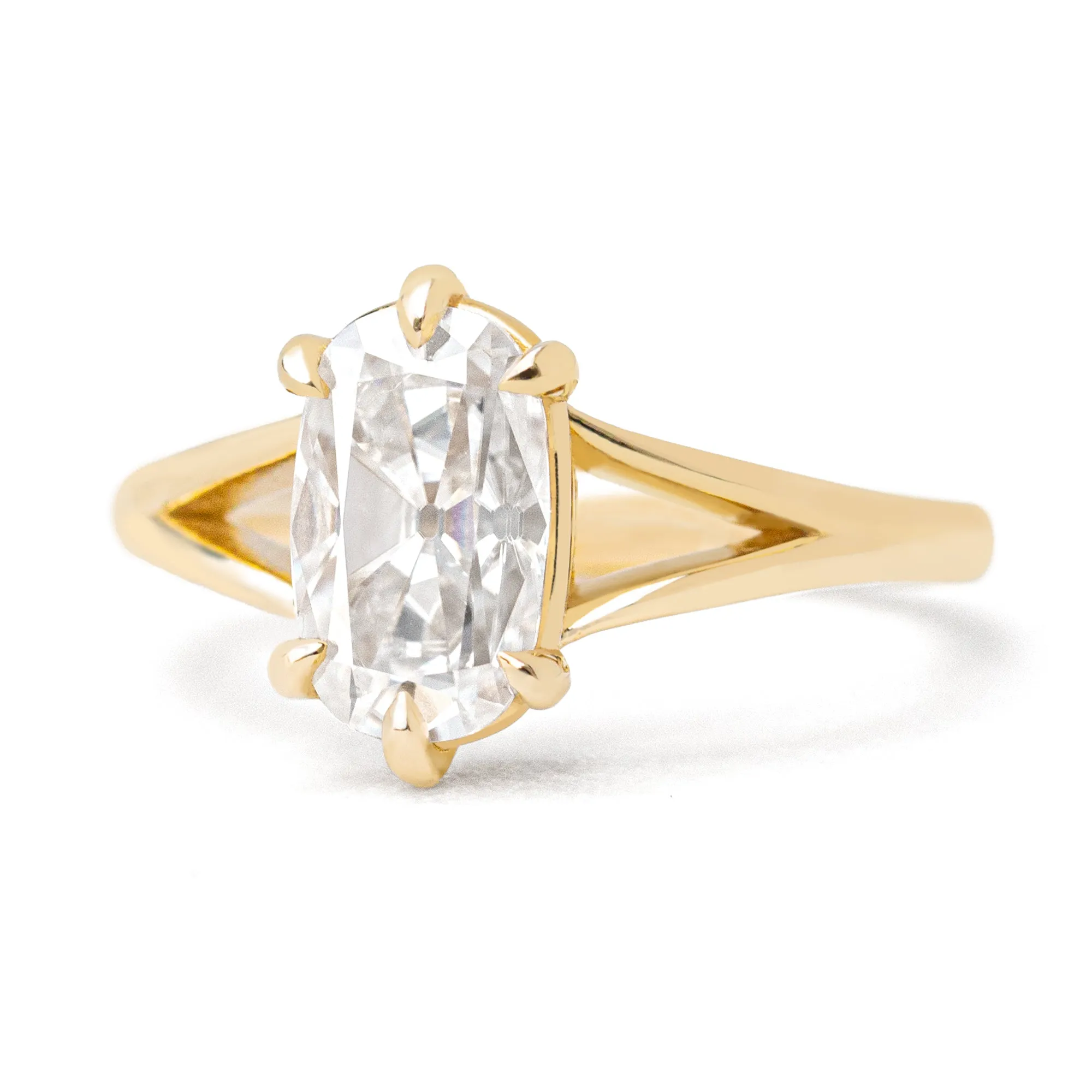 3ct. Old Mine Cut Moissanite Split Shank Ring
