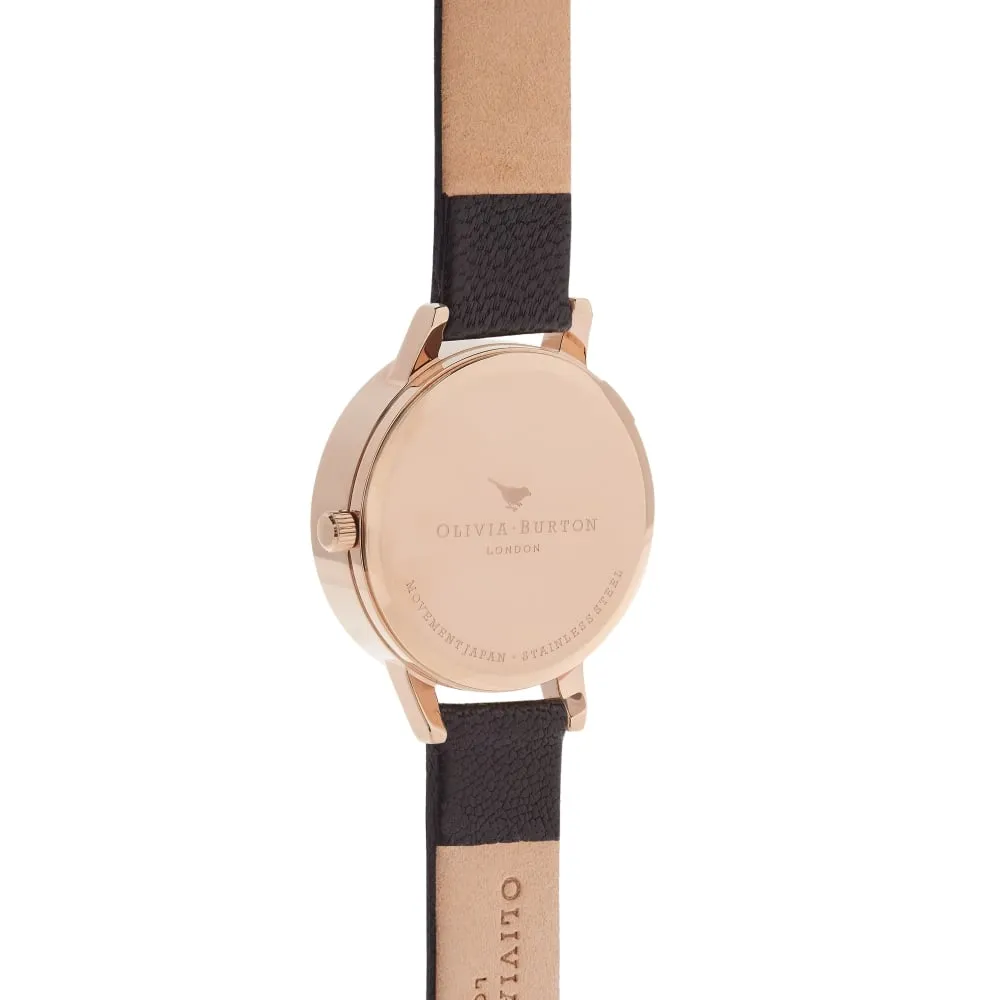 3D Bee Botanical Midi Dial Black and Rose Gold Watch