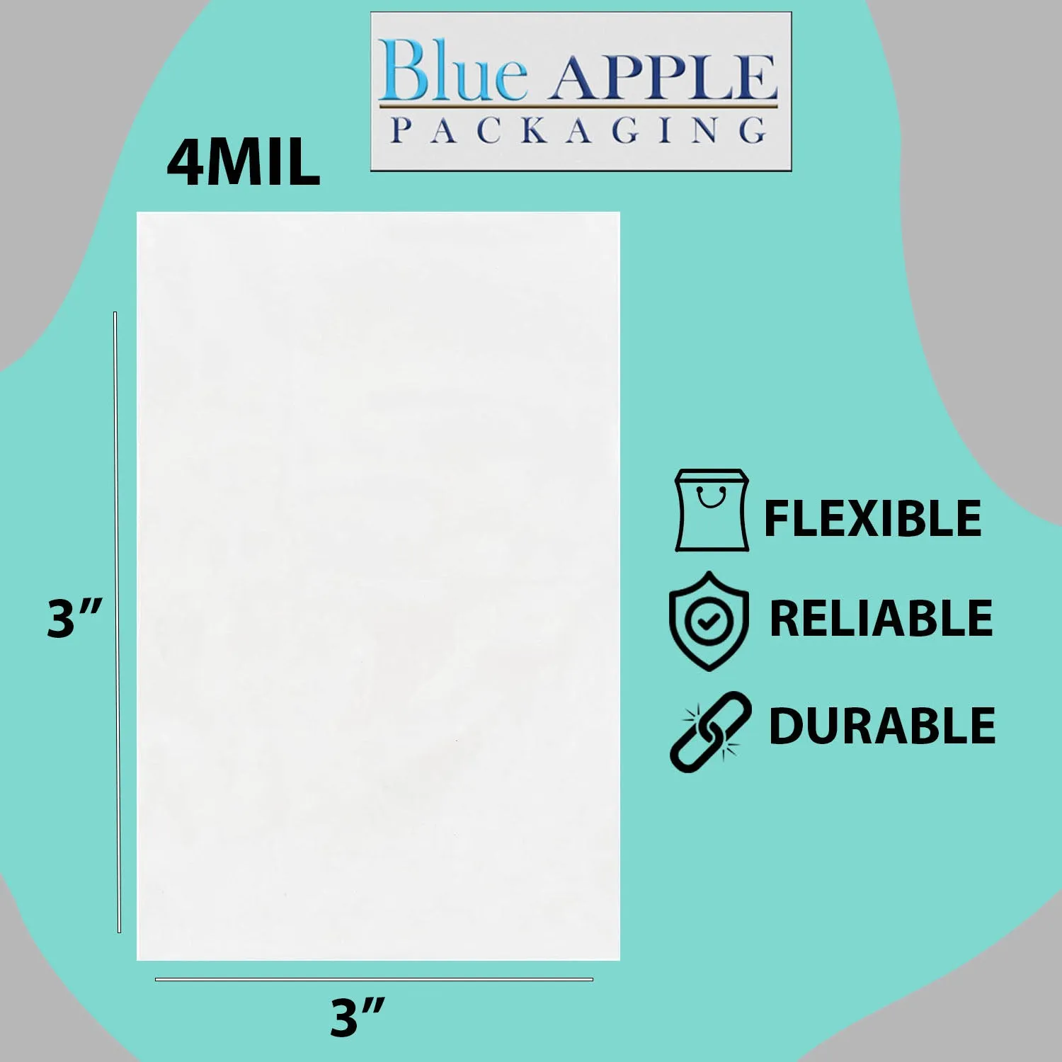3X3 inches Clear Flat Poly Bags 4Mil Open Top (LDPE)