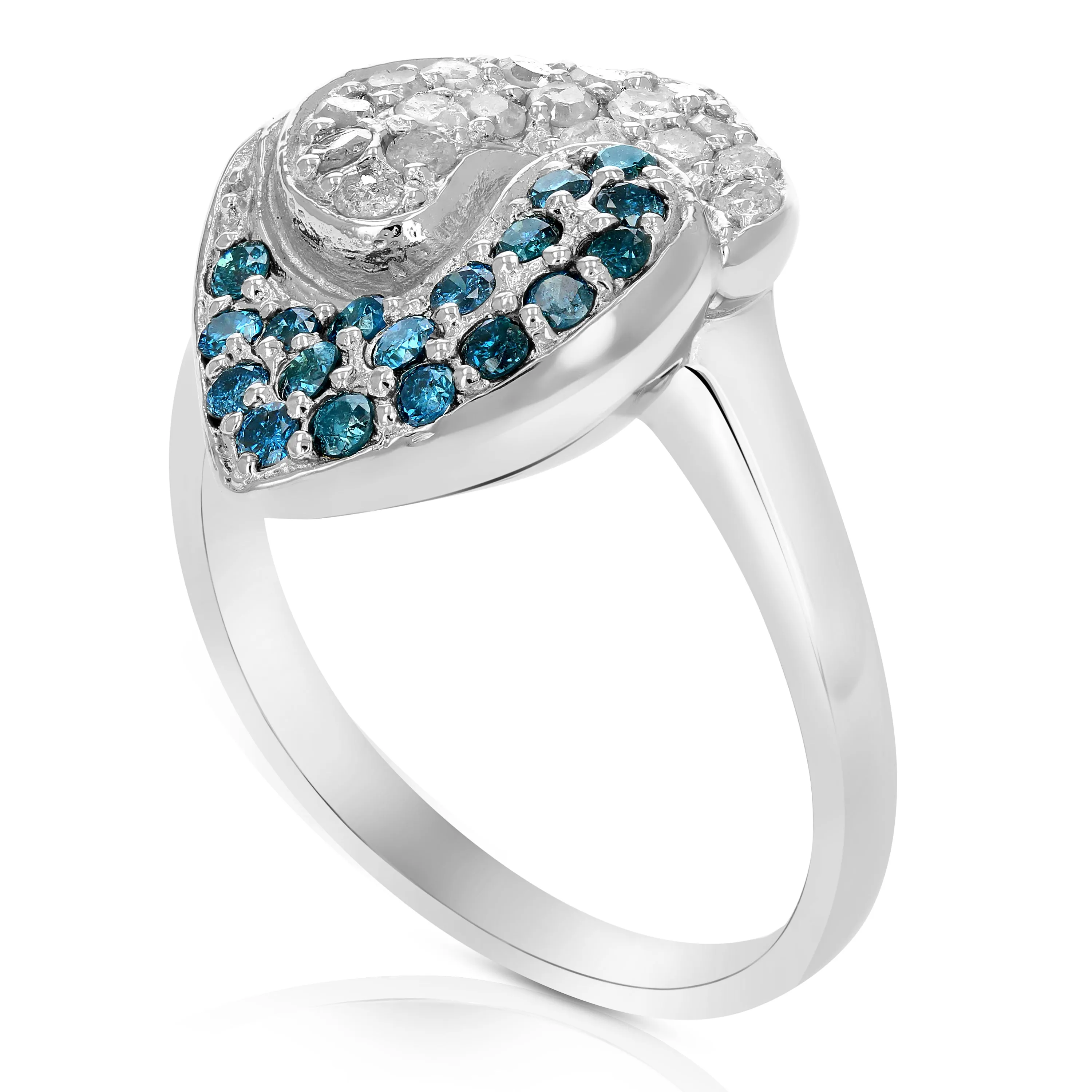 4/5 cttw Blue Diamond Statement Ring in .925 Sterling Silver