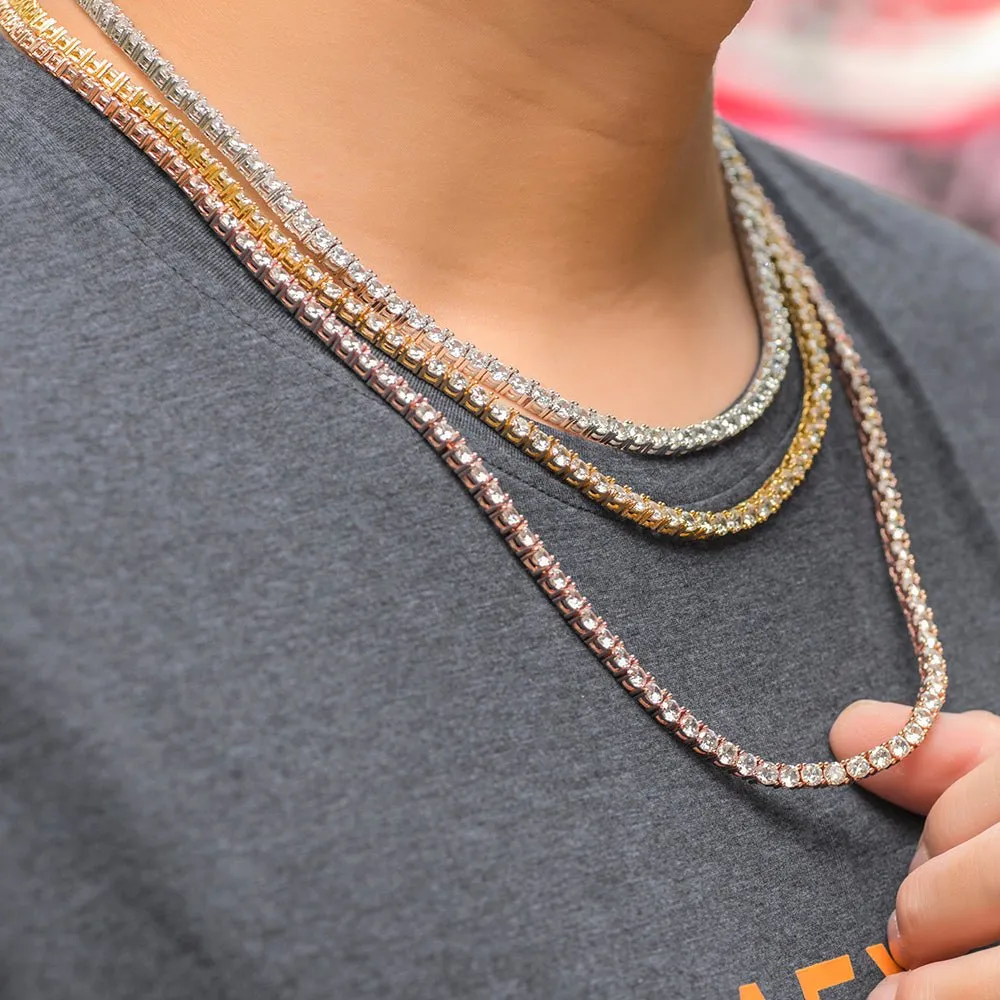4mm Iced Out AAA Zircon Tennis Chain Dad Jewelry
