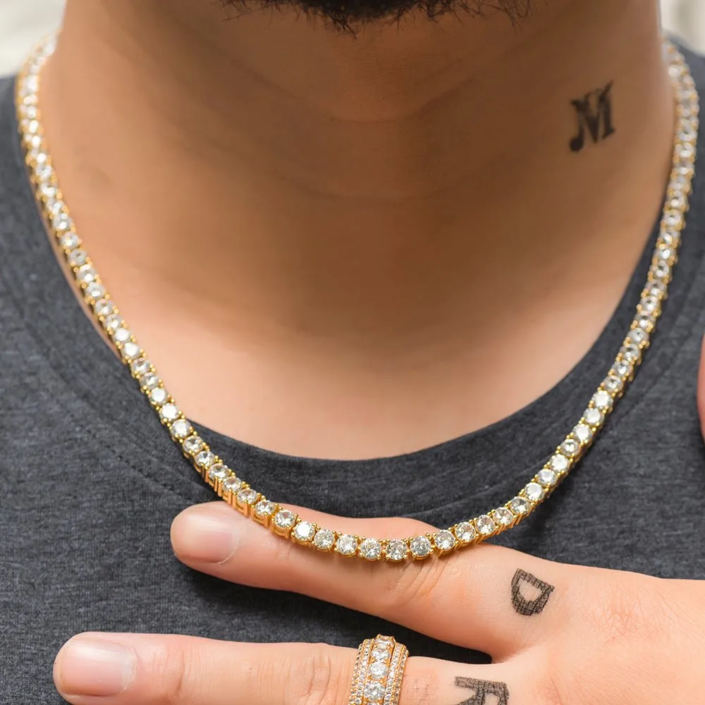 4mm Iced Out AAA Zircon Tennis Chain Dad Jewelry