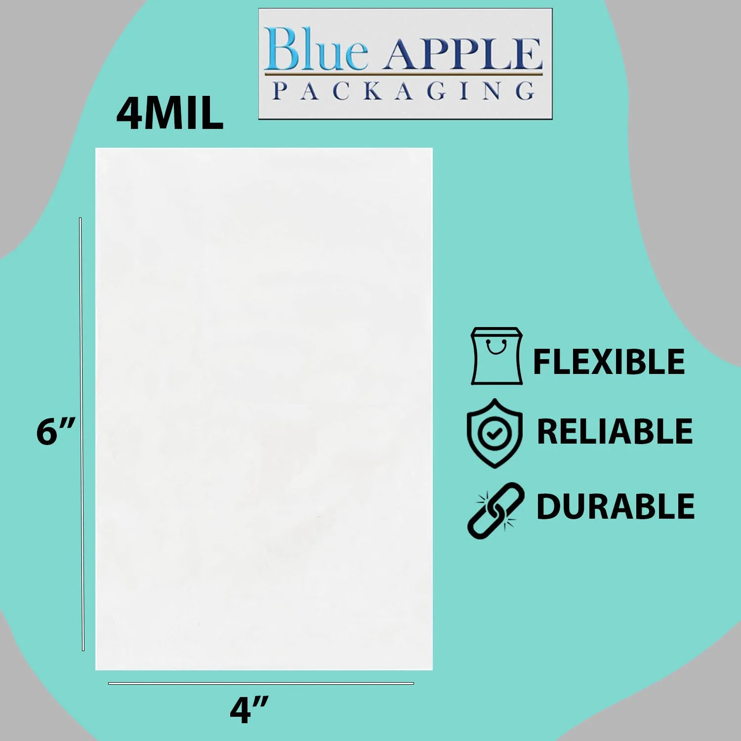 4X6 inches Clear Flat Poly Bags 4Mil Open Top (LDPE)