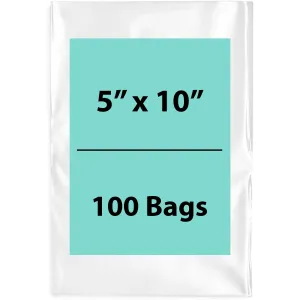 5X10 inches Clear Flat Poly Bags 4Mil Open Top (LDPE)