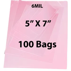 5X7 inches Pink Anti Static Bags 6 Mil Flat