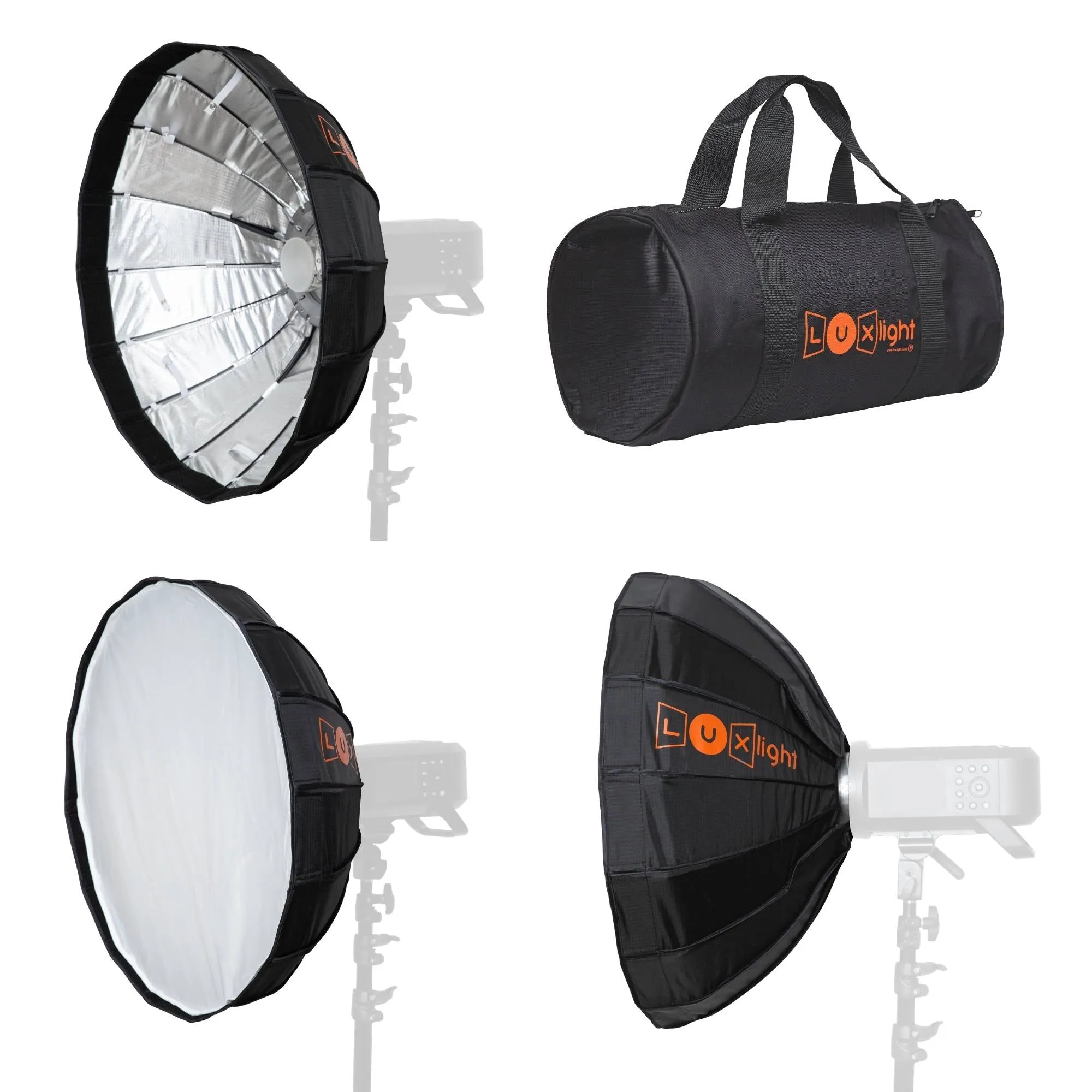 65cm 16 Rod Folding Beauty Dish Softbox - Bowens Mount - Quick Open/Close