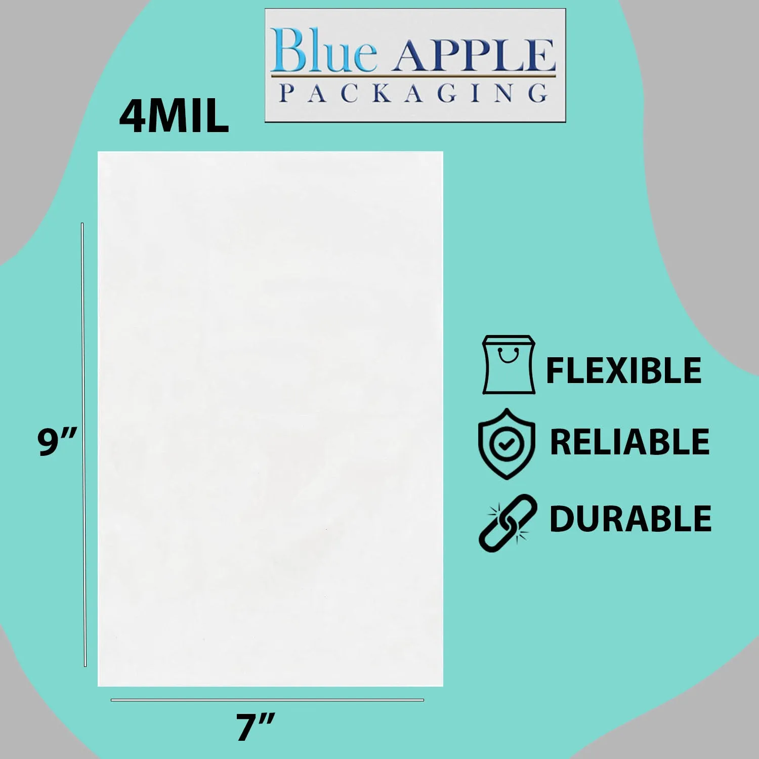 7X9 inches Clear Flat Poly Bags 4Mil Open Top (LDPE)