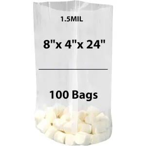 8X4X24 inches Gusseted Poly Bags Clear 1.5 Mil Low Density LDPE