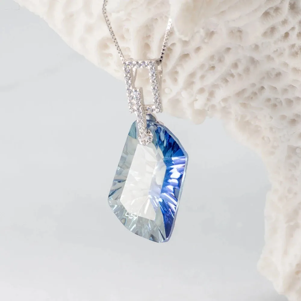 925 Sterling Silver Iolite Blue Mystic Quartz Pendant Necklace – 21.20Ct Gemstone Fine Jewelry