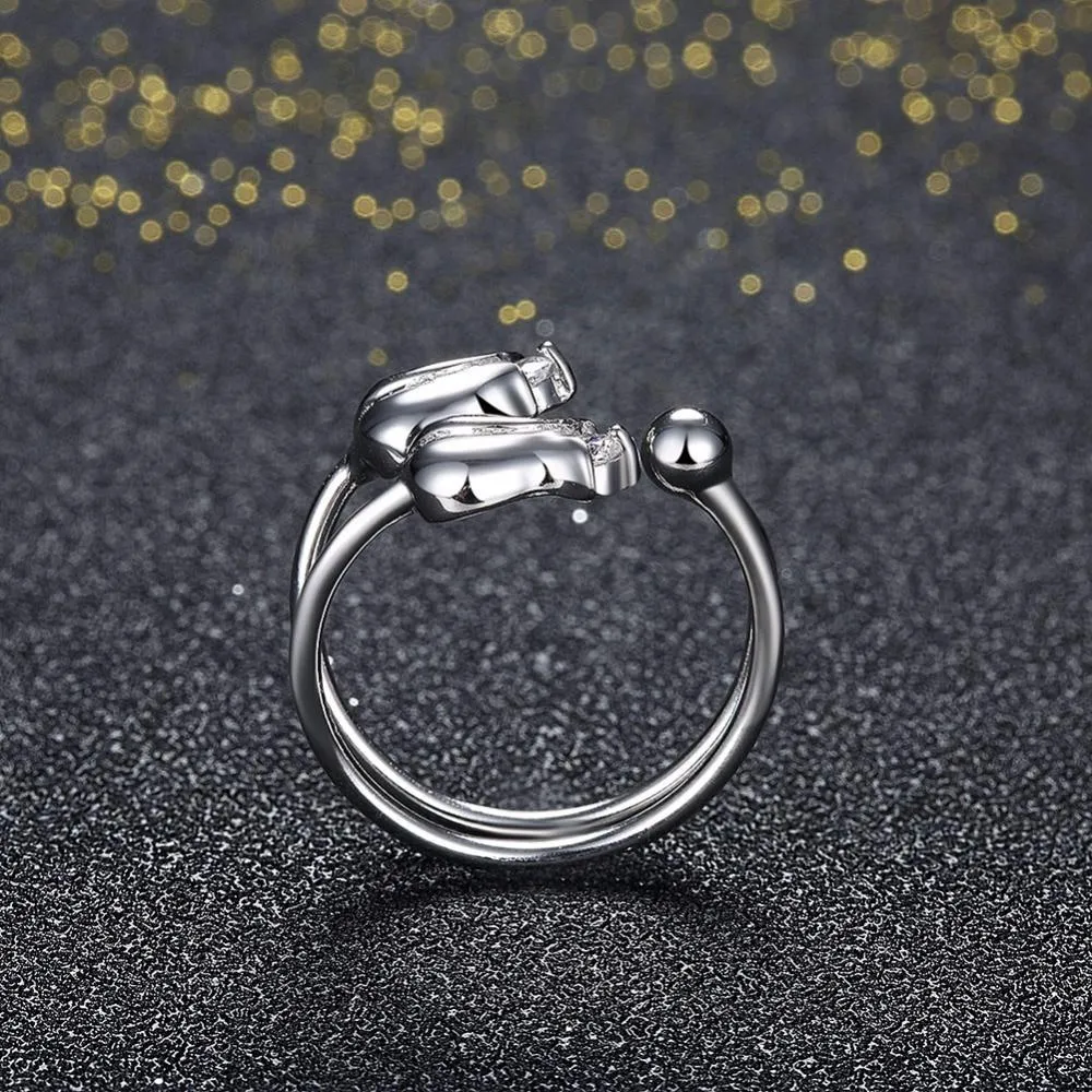 925 Sterling Silver Rose Shape Adjustable Ring, Fashion Jewelry Gift for Women