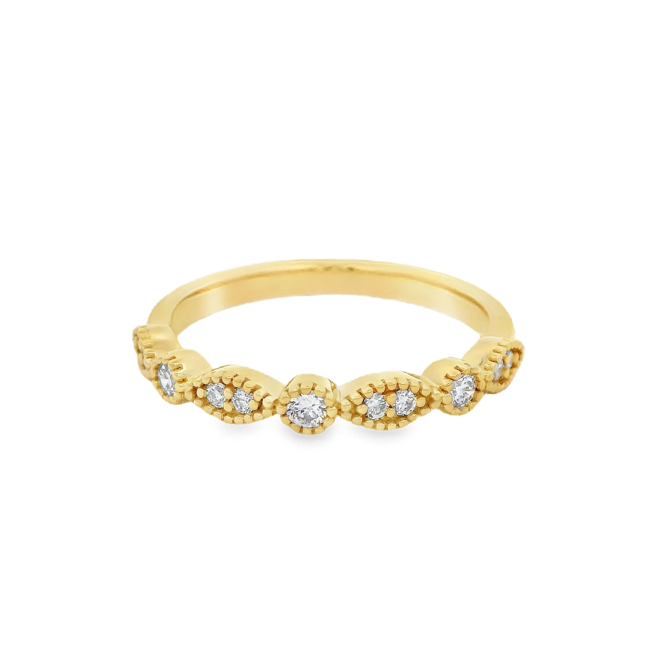 9ctYellow Gold Milgrain Set Lab Grown Diamond Band TDW= 0.20ct