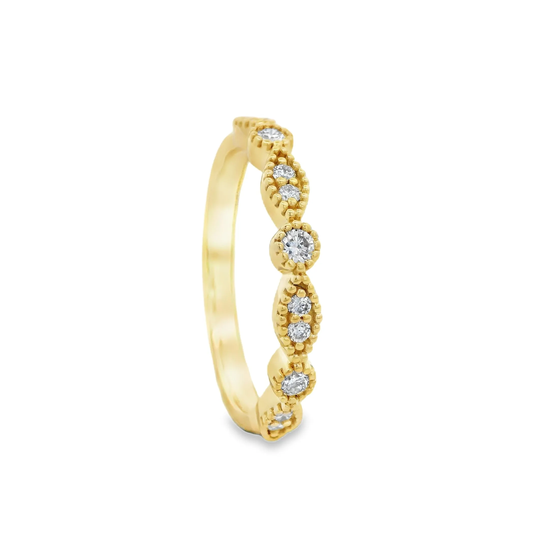 9ctYellow Gold Milgrain Set Lab Grown Diamond Band TDW= 0.20ct
