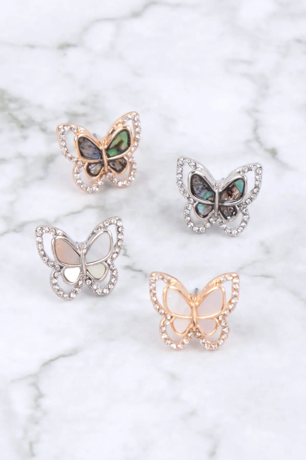 ABALONE BUTTERFLY POST EARRINGS