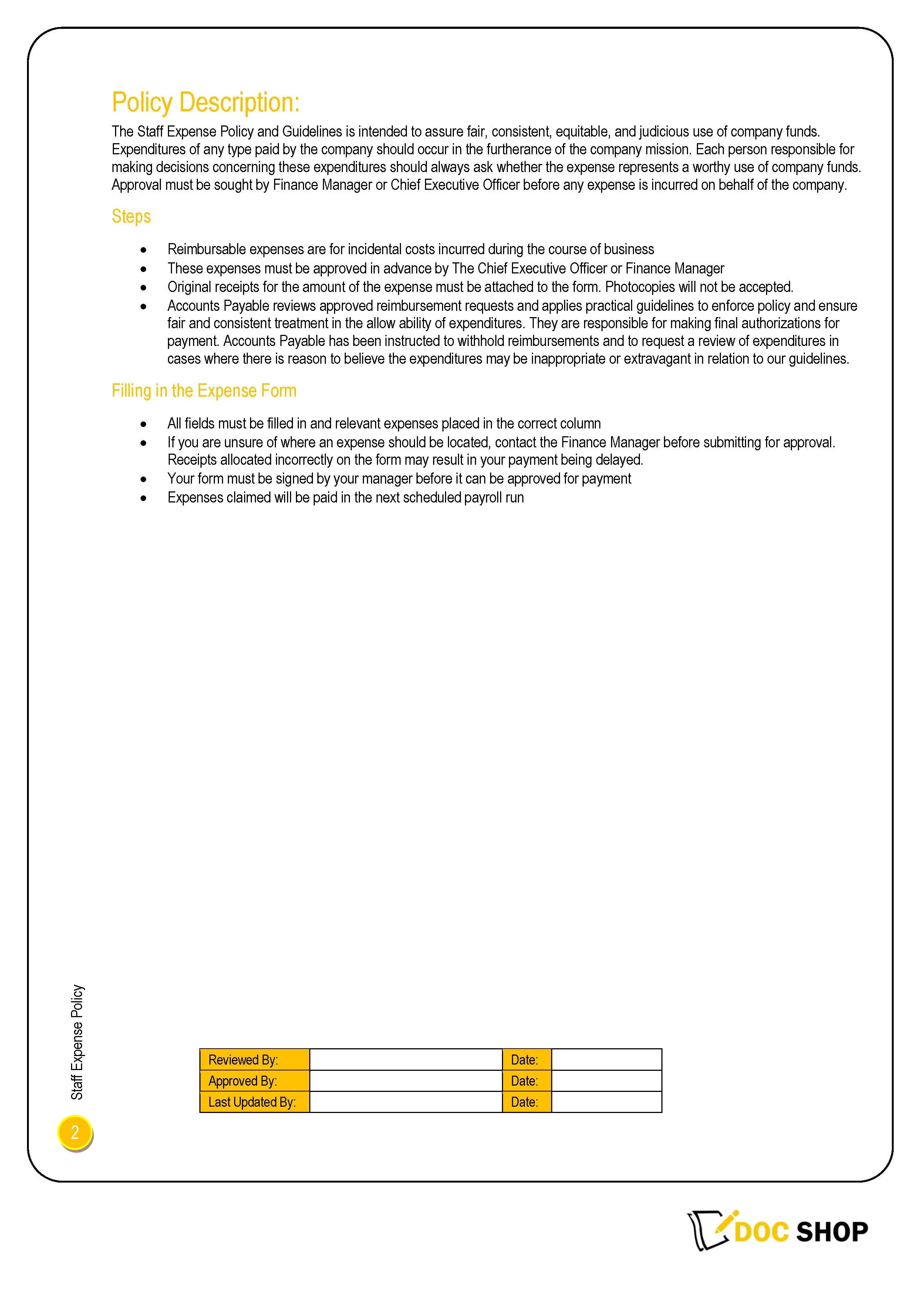 Accounts Payable - Expense Forms Policy