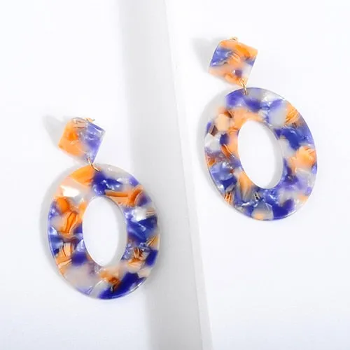 Acrylic Resin Oval Dangle Earrings For Women