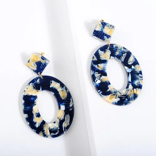 Acrylic Resin Oval Dangle Earrings For Women