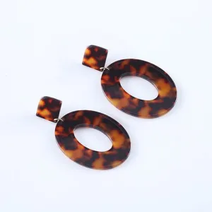 Acrylic Resin Oval Dangle Earrings For Women