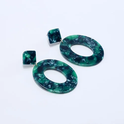 Acrylic Resin Oval Dangle Earrings For Women