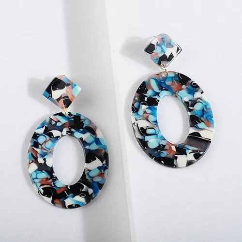 Acrylic Resin Oval Dangle Earrings For Women