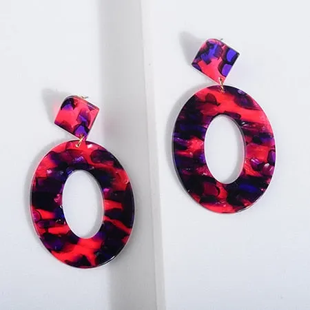Acrylic Resin Oval Dangle Earrings For Women