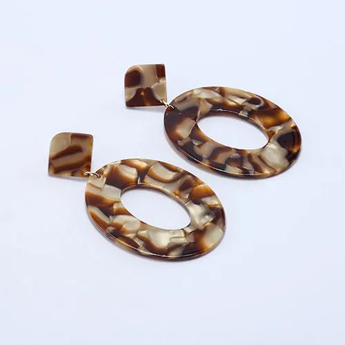 Acrylic Resin Oval Dangle Earrings For Women