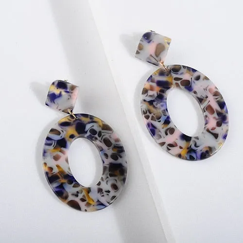 Acrylic Resin Oval Dangle Earrings For Women