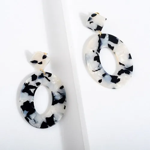 Acrylic Resin Oval Dangle Earrings For Women