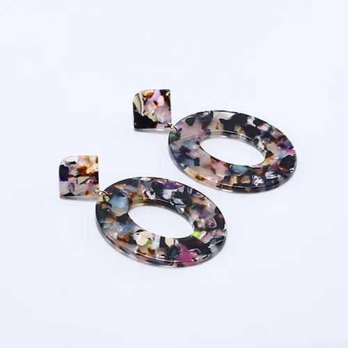 Acrylic Resin Oval Dangle Earrings For Women