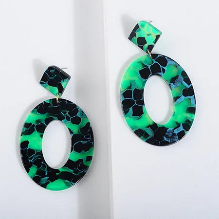 Acrylic Resin Oval Dangle Earrings For Women
