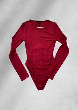 Adalynn Back Cut-Out Bodysuit - Wine