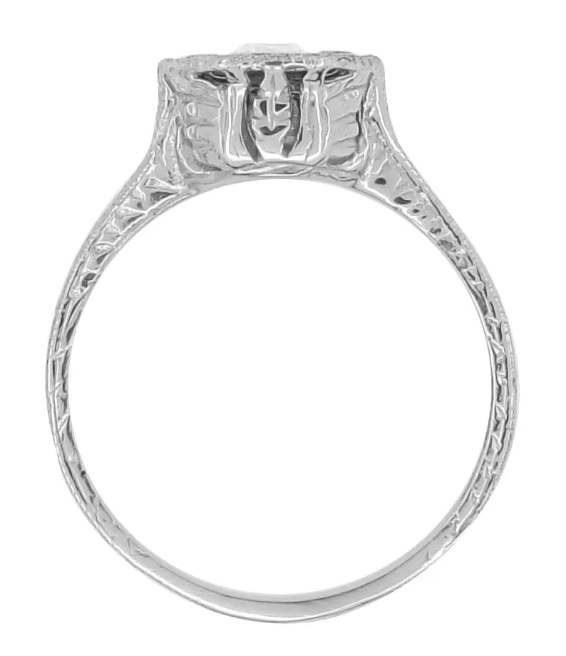 Aden Art Deco Engraved Platinum Old European Cut Diamond Engagement Ring