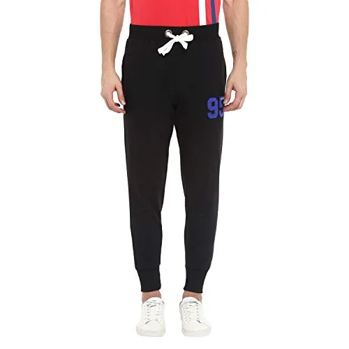 Alan Jones Clothing Men's Slim Fit Track pants(JOG18-D95-BCK-S_Black_Small)