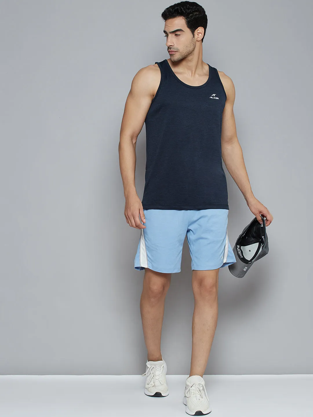 Alcis Men Blue Solid Slim Fit Sports Shorts