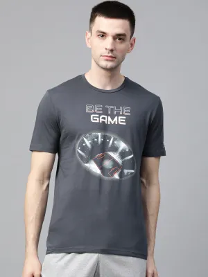 Alcis Men Charcoal Grey White Printed Round Neck Outdoor T-shirt