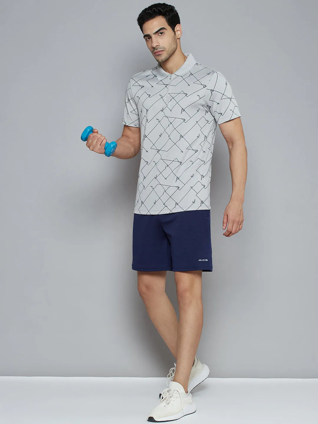 Alcis Men Navy Blue Solid Slim Fit Sports Shorts