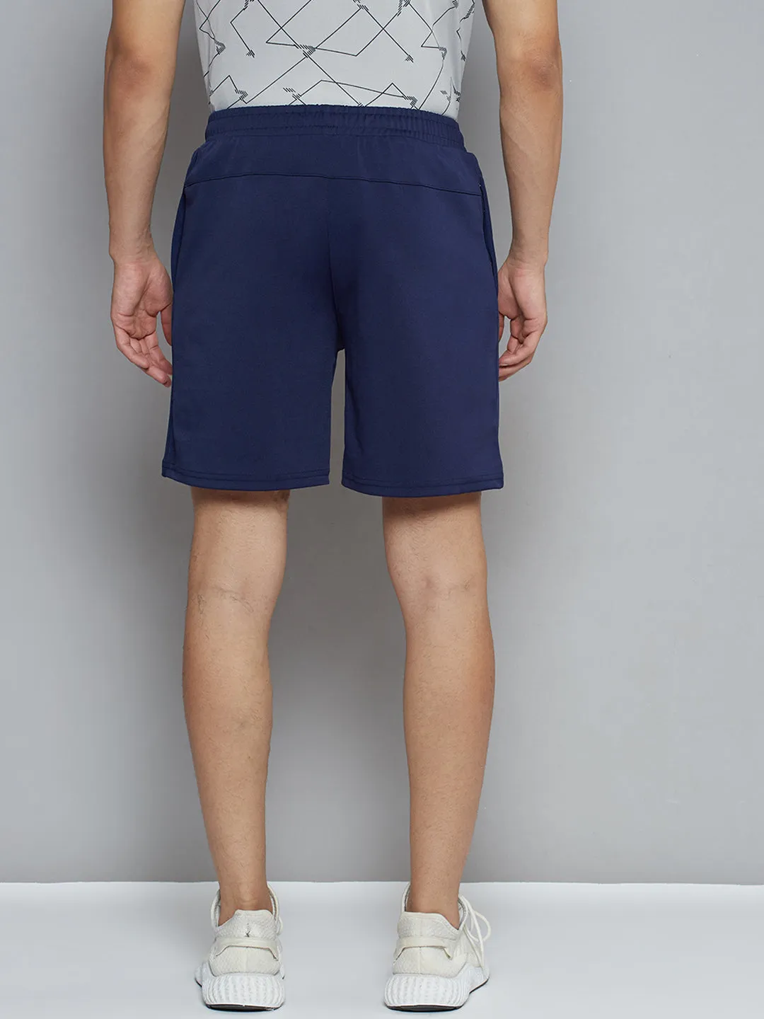 Alcis Men Navy Blue Solid Slim Fit Sports Shorts