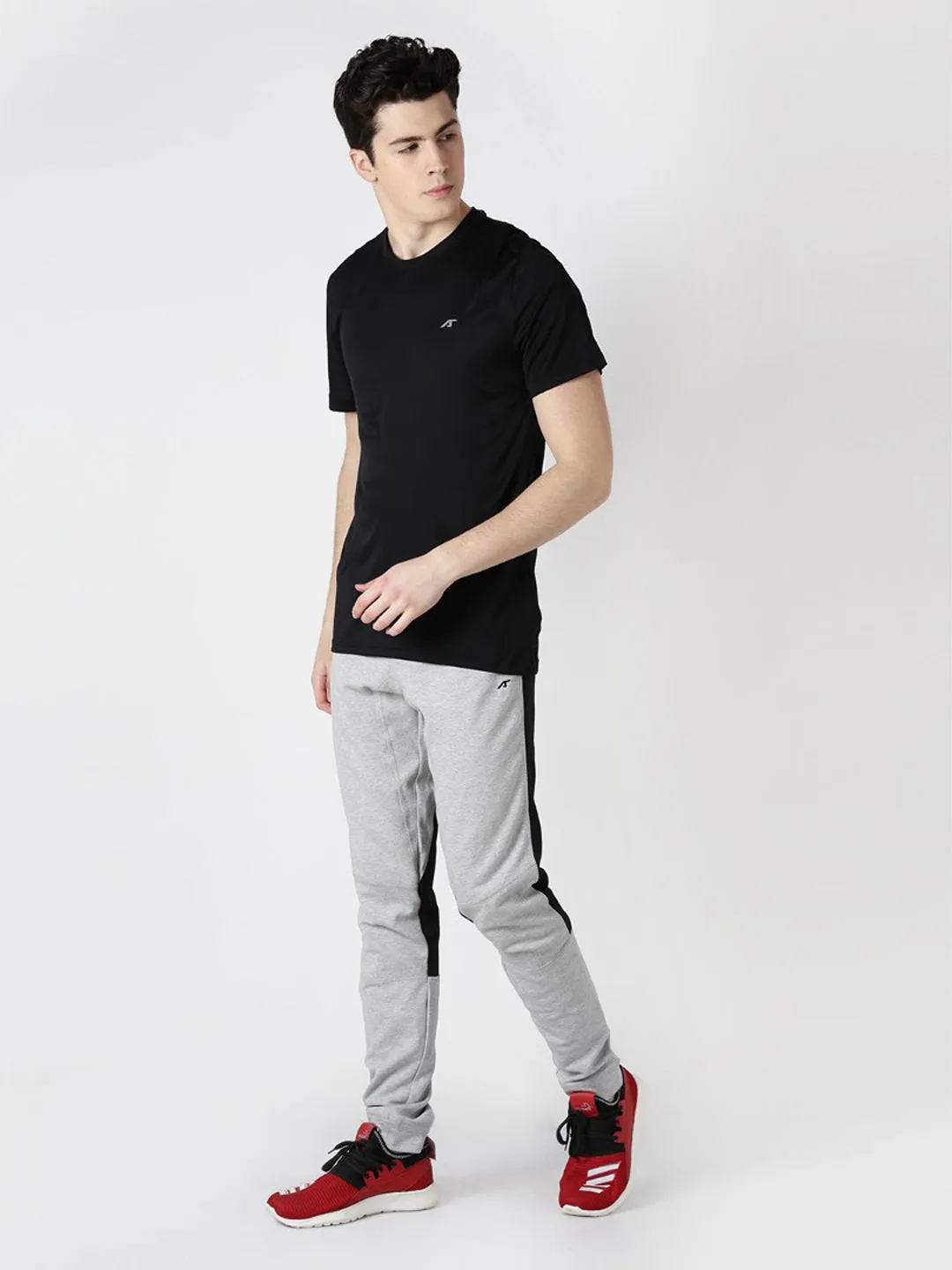Alcis Men Solid Grey Melange Track Pant