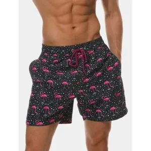All Over Flamingo Print Drawstring Hawaiian Shorts - 2xl