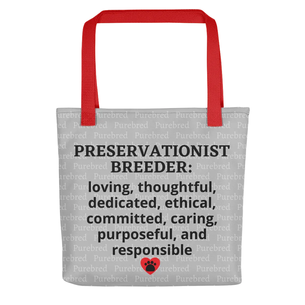 Allover Purebred & Preservationist Breeder Conformation Tote Bag-Lt. Grey
