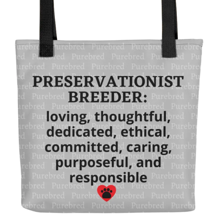 Allover Purebred & Preservationist Breeder Conformation Tote Bag-Lt. Grey