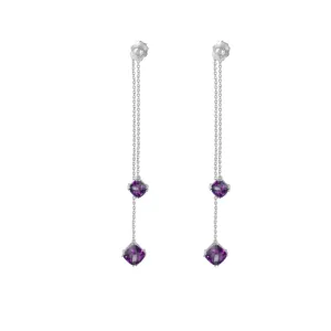 Amethyst Front/Back Dangle Earrings in Silver