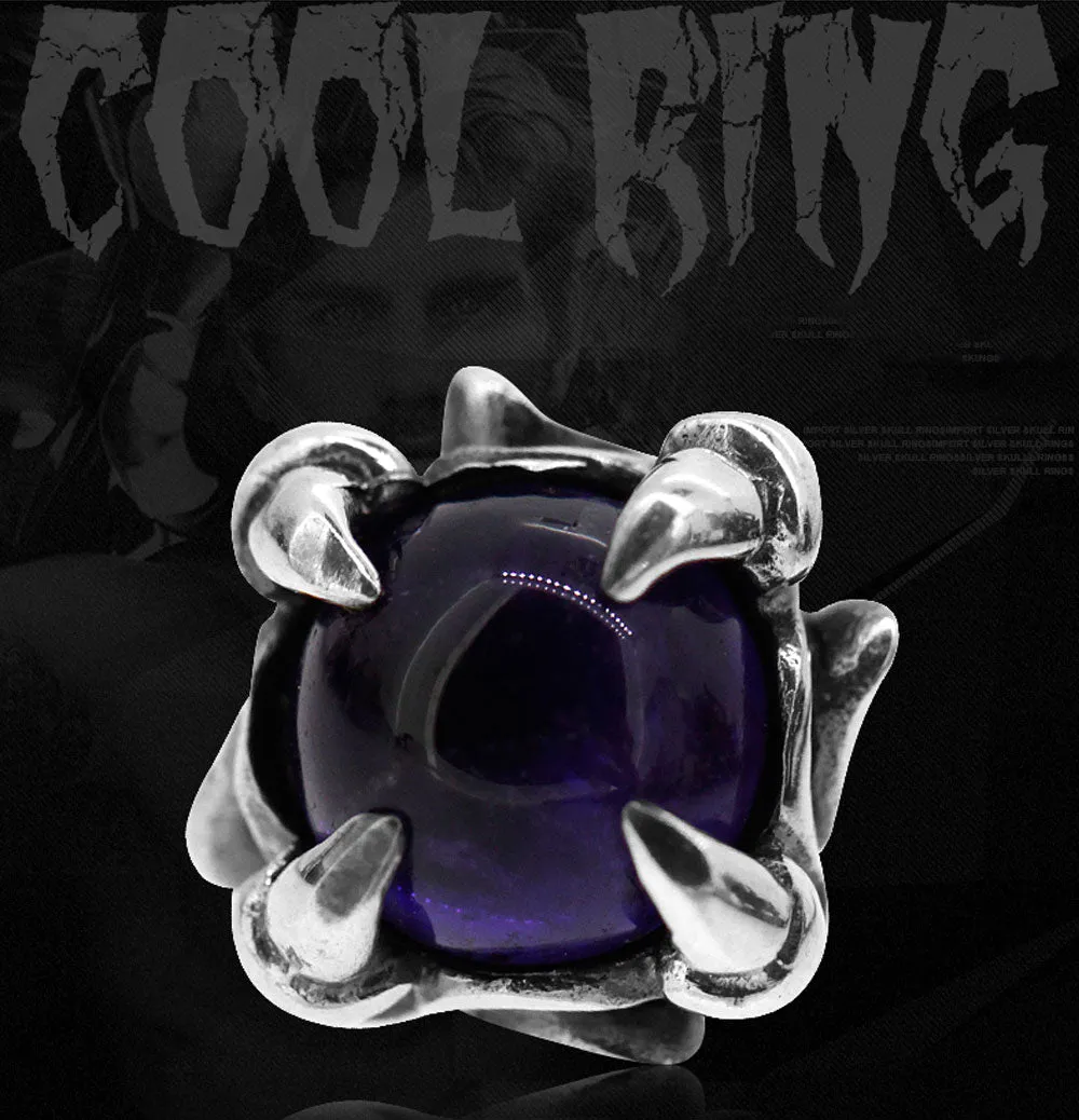amethyst gem beast claw male and female earrings