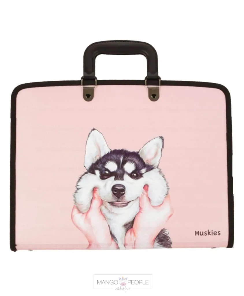 Animal Print File-Document  Folder with Handle and Zipper Lock