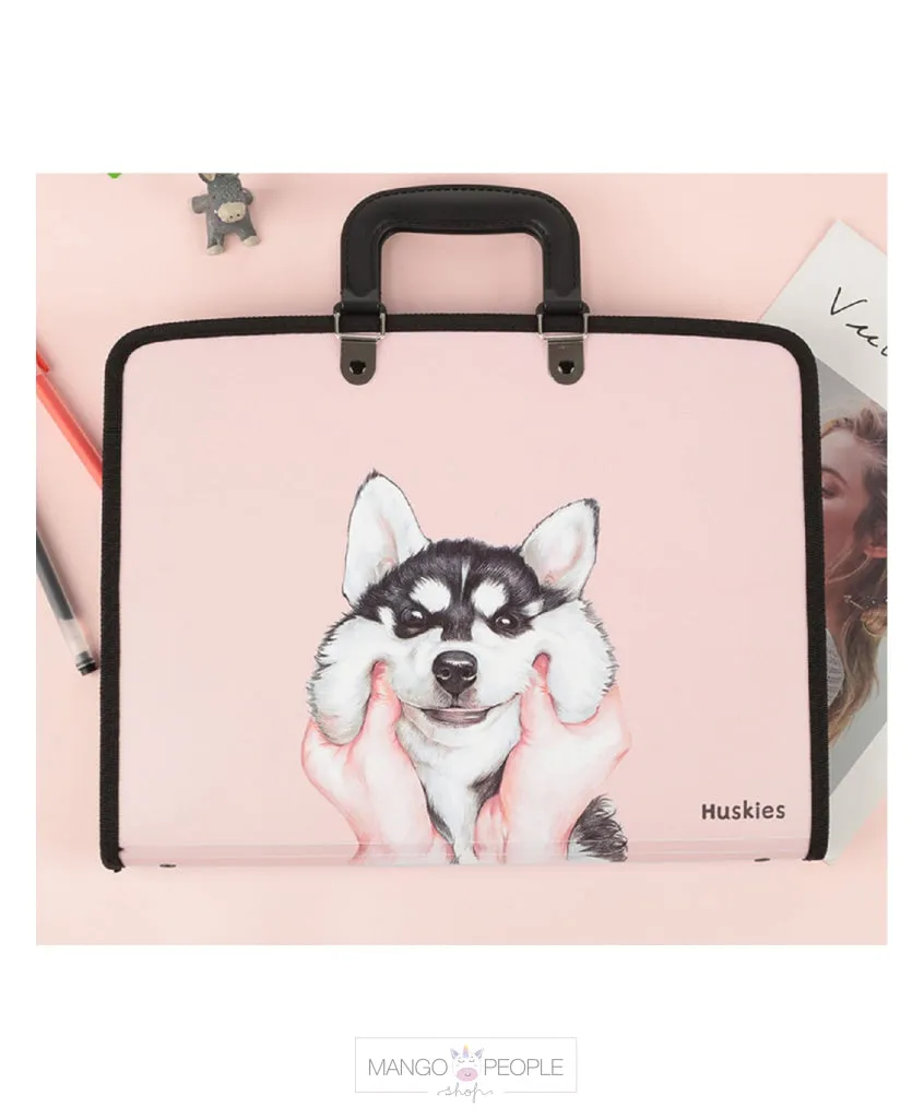 Animal Print File-Document  Folder with Handle and Zipper Lock
