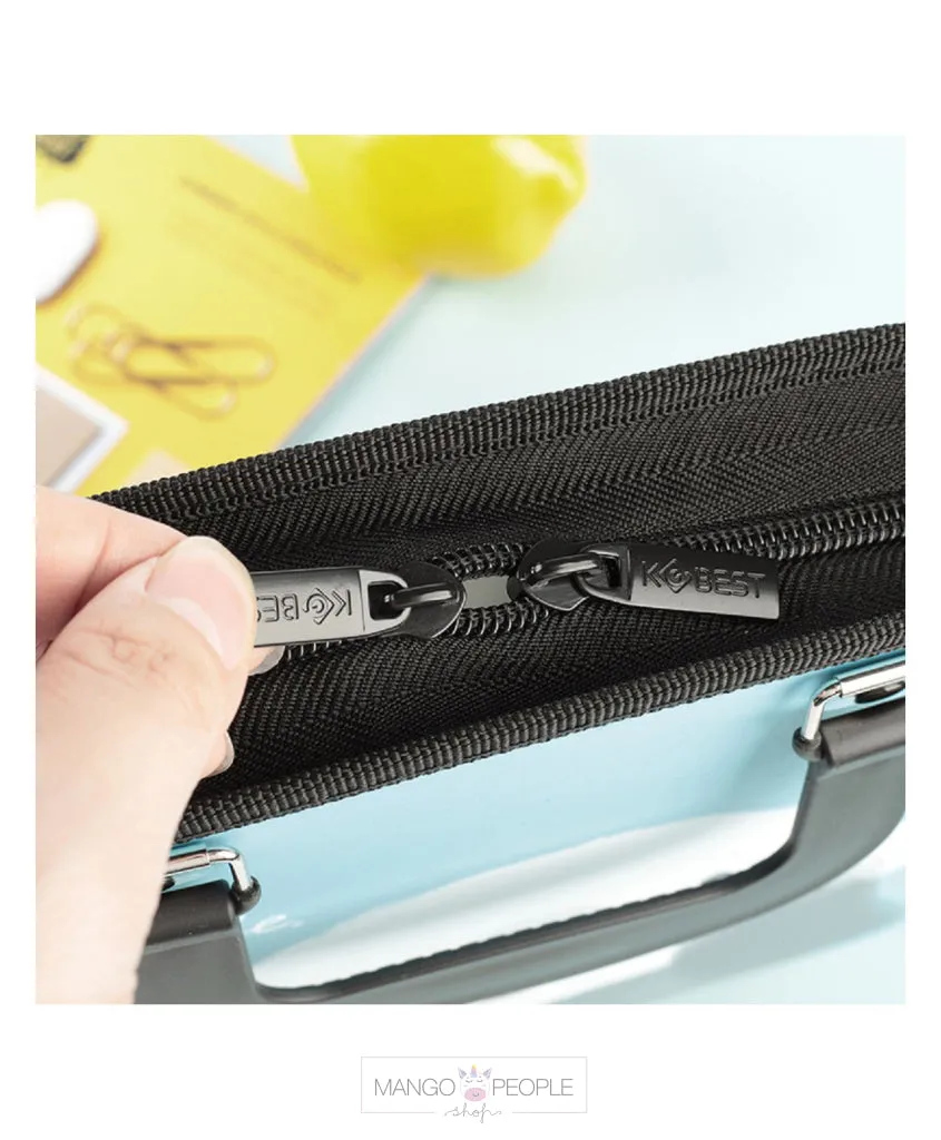 Animal Print File-Document  Folder with Handle and Zipper Lock