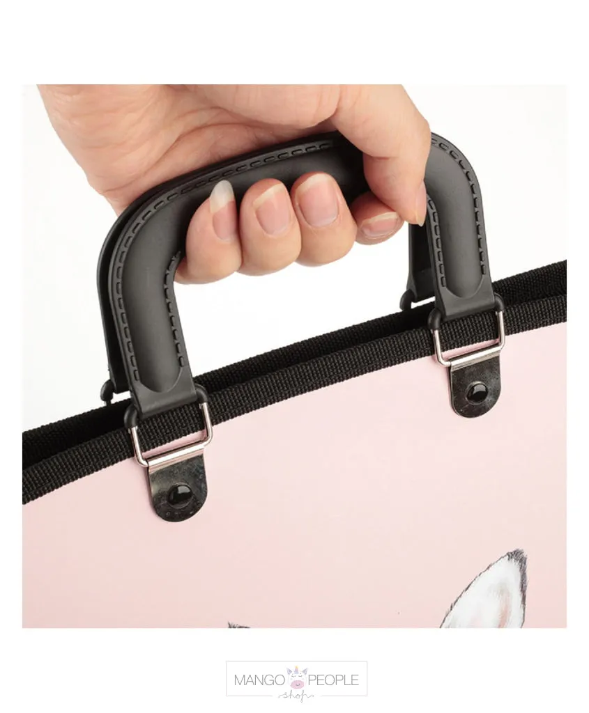Animal Print File-Document  Folder with Handle and Zipper Lock