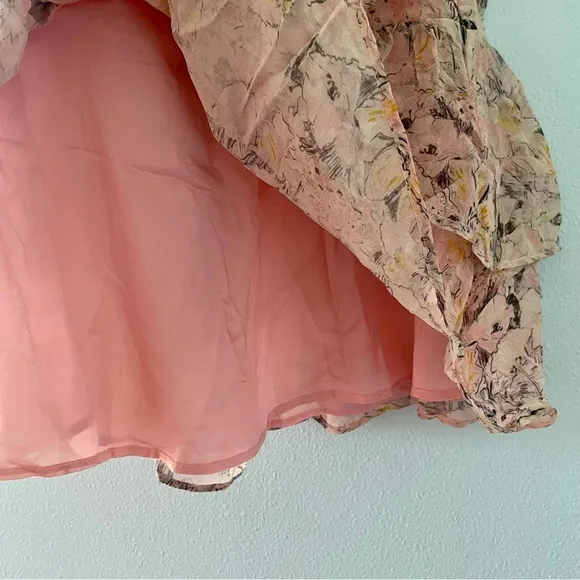 Anthropologie Ruched Floral Mini Skirt size medium